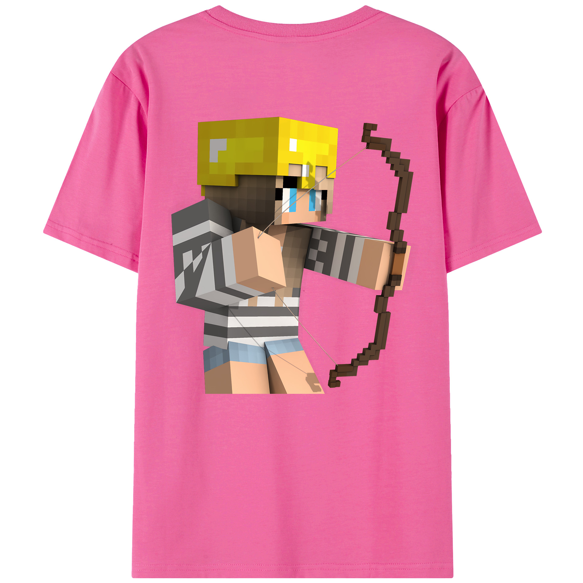 （画像用） マインクラフト ブロックの世界 Minecraft MC Block world レディース半袖Tシャツ(バックプリント)